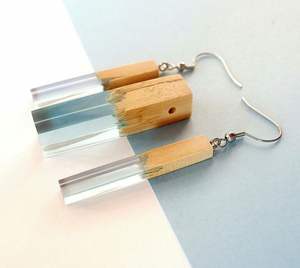 DURABLE STRIKING WARMTH DANGLES Feuille d'or Noir Blanc Résine Boucles d'oreilles en forme de coeur Carré Rond Géométrique Goutte de résine en bois - Product Image 5