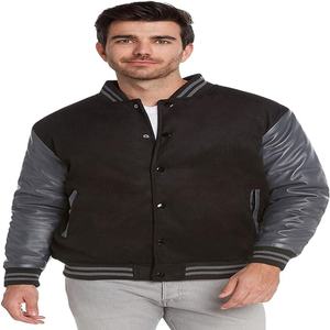 Chaqueta Varsity de Lana para Hombre, Diseño a Cuadros con Mangas de Cuero, Cuello Alto, Estilo Béisbol, Servicio OEM Disponible - Product Image 1