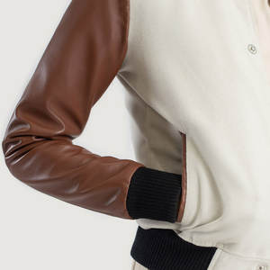 Veste universitaire MOVA TEXTILES pour femmes, veste universitaire tendance pour lycéennes, blanche et marron, vestes de baseball fantaisie tendance - Product Image 1