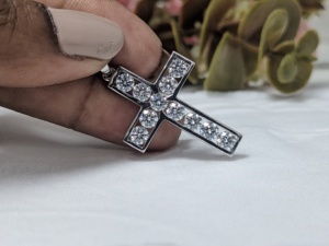 2 Ct Round Lab Grown Diamond Wedding Cross Pendant Solid 14K White Gold Best <b>Christmas</b> Gift for Women Diamond Pendants Charms - Product Image 4