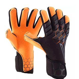 Guantes de Portero de Cuero Amarillo Neón y Negro, Palma de Látex Transpirable, Correa de Muñeca Ajustable para Entrenamiento de Fútbol Profesional - Product Image 4