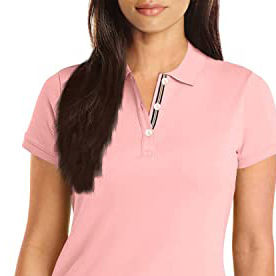 Polos de mujer OEM al por mayor algodón personalizado de alta calidad logotipo bordado tejido estampado cuello patrón polo - Product Image 3