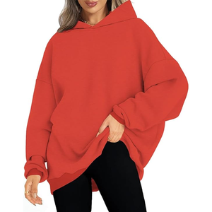 Pull à capuche surdimensionné personnalisable pour femme Intérieur en polaire douce brossée Poignets côtelés Capuche réglable en relief Hiver régulier - Product Image 1