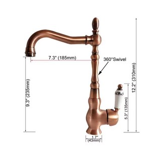 Bán buôn giá Red copper xoay bồn rửa nhà bếp Vòi chậu rửa vòi nước đòn bẩy duy nhất lạnh & Hot nước Mixer phòng tắm vòi - Product Image 2