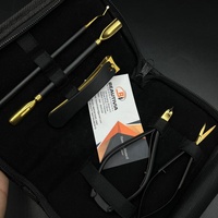 Kit de pédicure professionnel en acier inoxydable noir et or, avec repousse-cuticules, ciseaux, coupe-ongles, logo personnalisé pour manucure
