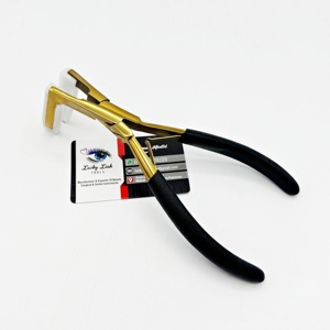 Alicates para extensiones de cabello con cuentas de microanillos de acero inoxidable de Color negro dorado, herramientas y alicates para extensiones de cabello con etiqueta privada sostenible - Product Image 1