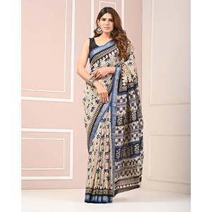 Sari Chanderi Estampado para Mujer con Blusa, Conjunto Elegante - Product Image 1