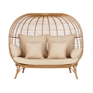 Modern Round Rattan <b>Sunbed</b> with Soft Cushions for Villa Hotel Garden Park Courtyard Outdoor Furniture Indonesia Wholesale Price - Product Image 1
