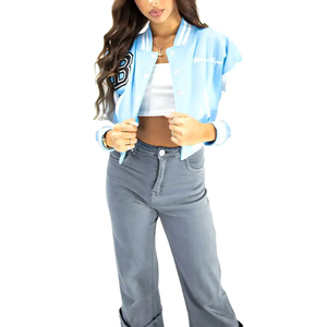 New Arrival Long <b>Sleeve</b> <b>Short</b> Length Casual Wear <b>Women</b> Crop Varsity <b>Jacket</b> Top Trending Custom Color <b>Women</b> Letterman <b>Jacket</b> - Product Image 1