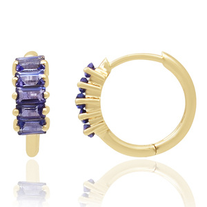 Pendientes de aro de piedra de Topacio Azul de Plata de Ley 925 chapados en oro de diseño de moda para mujer - Product Image 5