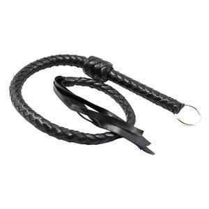 Látigo de caballo de cuero PU trenzado portátil, Mango antideslizante, cultivo de equitación ligero, juego de rol, Cosplay, entrenamiento, accesorios de equipo de jinete - Product Image 3