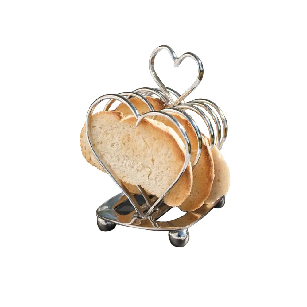 Herzform Silber Farbe Gut polnisch Toast Rack Brot Laib Scheiben halter Stand Tisch Servieren Metall verchromt Edelstahl