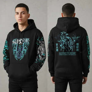 Sweat-shirt à capuche en tricot respirant pour homme et femme, style streetwear, avec col brodé, taille XS, léger, collection hiver - Product Image 4