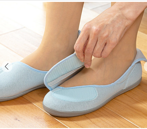 ASAHI L168RS, zapatos ortopédicos ligeros para caminar azul polvo para ancianos, ajuste cómodo, estilo de cierre de velcro antideslizante japonés - Product Image 1