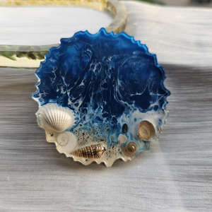 แผ่นรองแก้วไม้จริงเคลือบเรซิ่น ทนทาน ขัดเงา สไตล์คลาสสิก งานศิลป์ กันน้ำ สำหรับกาแฟ ไวน์ และชา - Product Image 3