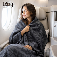 Couverture de voyage en RPET recyclé pour avion, en polyester recyclé, tissée avec une bordure durable, idéale pour les voyages en classe affaires