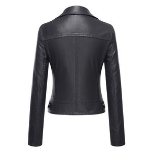 Vestes pour femmes personnalisées veste de moto en cuir à fermeture éclair tenues automne à la mode vêtements d'hiver 2025 - Product Image 2