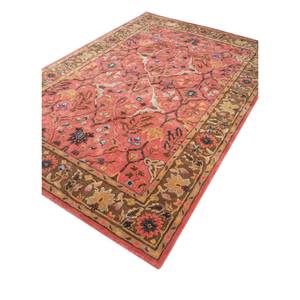 Alfombras Kasbah de Lana y Viscosa Hechas a Mano, con Patrones Florales y Abstractos en Rojo y Naranja para Uso Doméstico - Top-1509 (Cs-01) - Product Image 2