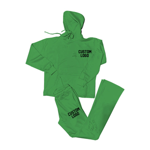 Jersey de felpa francesa de dos piezas con logotipo personalizado Unisex, trajes para correr, pantalones de chándal acampanados de talla grande de invierno ecológicos, Sudadera con capucha para OEM - Product Image 2