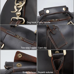 Sac de voyage en cuir véritable Crazy Horse à prix promotionnel, sac de voyage en cuir véritable - Product Image 6