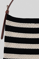 Bolso de hombro tejido para mujer con correa de cuero, bolso tote de punto elegante e informal, bolso de ganchillo a la moda