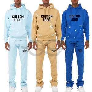 Elegante Casual Flared Jogger Track Pants Sudadera con capucha única Patchwork Cintura elástica Transpirable Invierno Venta al por mayor Chándales Set - Product Image 1