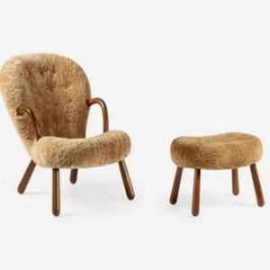 Fauteuil design haut de gamme, style Mid-Century Modern, fait main, en peau de mouton capitonnée, durable, pour salon, appartement et hôtel - Product Image 4