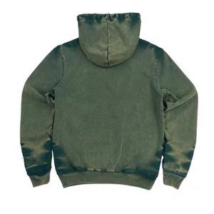 Venta al por mayor vintage ácido lavado con capucha logotipo personalizado pintura Splash graffiti OEM unisex verde Sudadera con capucha - Product Image 5