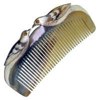 Peigne double face Peigne en corne de boeuf Peigne en corne de vache à dents fines et larges Produits de soins personnels haut de gamme de Tradnary