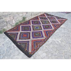 Tapis Ethnique Patchwork en Laine Rouge et Vert Tapis de Salon de 5.3X10.4 pieds avec Support en Latex pour Décorations - Product Image 2