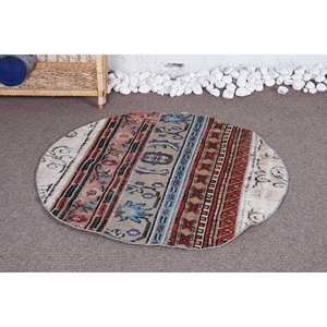 พรมขนสัตว์สีเบจสไตล์โบฮีเมียนสไตล์วินเทจโบฮีเมียนสีแดงขนาด3.1x3.1ฟุตออกแบบพื้นที่ขนาดใหญ่สำหรับห้องโถงห้องนอนห้องนอนยางสำหรับห้องข้างเตียง - Product Image 2