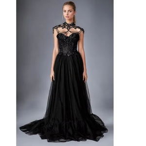 Black design One- piece Sleeveless Elegant Anti-Static Breathable full-Length Evening Gown-Plus Size Formal Wear Hand - Product Image 1