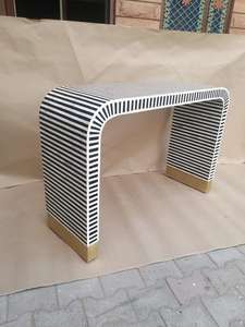 Taburete con incrustaciones de hueso hecho a mano, mesa con diseño Floral, fabricación de empresa india, servicios personalizados disponibles - Product Image 5