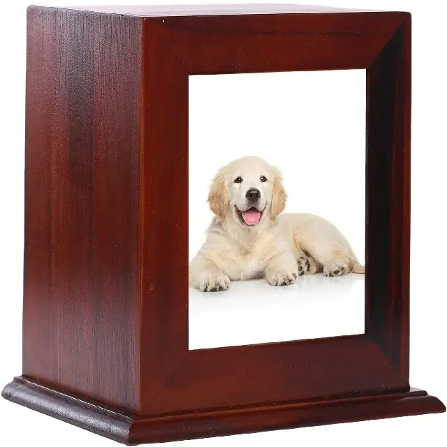 उच्च गुणवत्ता वाले पालतू पेशाब के लिए कुत्ते या बिल्ली लकड़ी के स्मृति बॉक्स के लिए फोटो फ्रेम के साथ लकड़ी के पालतू बॉक्स