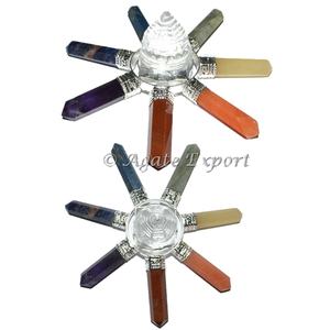 Vente en gros de pierre naturelle artisanale semi-précieuse jade yantra sept chakra générateur d'énergie main cristaux de guérison cadeau décoratif - Product Image 2