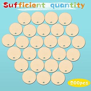 200 pièces pendentifs en cercle de bois vierges non finis disque rond cercle pièces rondes en bois (diamètre 1 pouce, ouverture 0.08 pouces) - Product Image 2