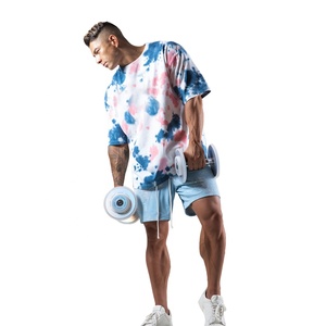 Camiseta extragrande con estampado de tinte de corbata a la moda de verano para hombre, diseño en blanco transpirable y cómodo de algodón puro de manga corta - Product Image 1