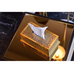 Boîte à mouchoirs rectangulaire en laiton moderne de qualité supérieure pour comptoirs de salle de bain et de vanité disponible à bon prix depuis l'Inde - Product Image 1