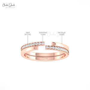 สินค้ามาแรง แหวนเพชรขาวทรงซิกแซกขนาด 1.2 มม. ฝังแบบ Pave Set พร้อมใบรับรอง IGI ตัวเรือนทองคำแท้ 14k สีโรสโกลด์ สำหรับงานแต่งงานหรือวันครบรอบ - Product Image 3