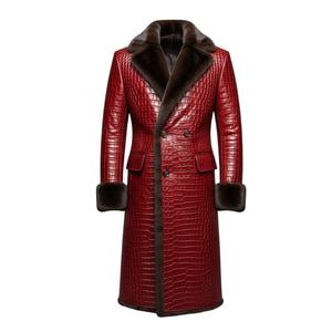Manteau long réversible imperméable pour homme en coton biologique 100% rouge à motifs, col rond, mode hiver, vente en gros - Product Image 2