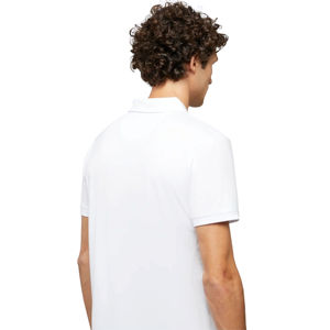 T-shirts polo à manches courtes pour hommes Tissu décontracté à rayures uni en coton polyester hautement respirant imprimé avec logo personnalisé - Product Image 3