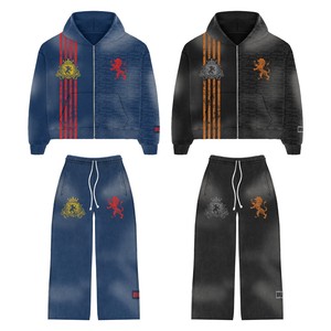 ชุดวอร์มของผู้ชายผ้าซักลายกรดสไตล์วินเทจผ้าเกล็ดปลาน้ำหนัก500 GSM ชุดขนาดใหญ่พิเศษพิมพ์ลายได้ตามต้องการ - Product Image 1