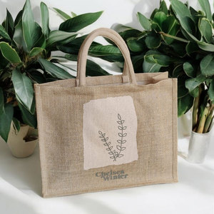 New Arrival <b>Large</b> Capacity Jute <b>Bag</b> Zipper Closure Embroidery Quality Fabric Material <b>Makeup</b> Fashion Style-Exclusive for India - Product Image 1