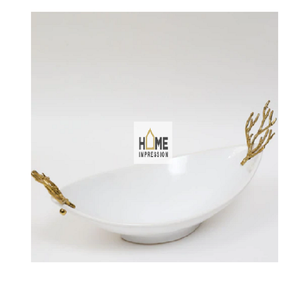 Bol en émail blanc solide en marbre blanc avec support en or de luxe Bol en or blanc et or personnalisé fait à la main au prix le plus bas - Product Image 3