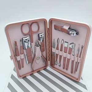 Kit coupe-ongles professionnel en or rose 15 pièces haute marque privée en acier inoxydable manucure pédicure ensemble nourrissons boîte soins de beauté - Product Image 4