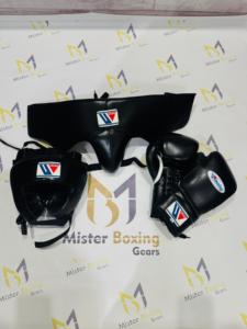 Winning Black Kit completo de entrenamiento de boxeo con guantes de cuero Protector de cabeza Protector de ingle para uso en el gimnasio - Product Image 4