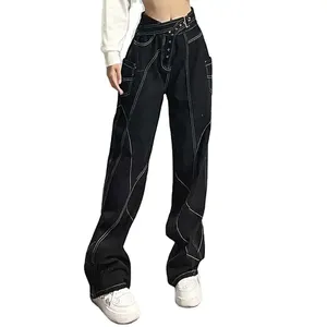 Pantalones holgados lavados con ácido para hombre, pantalones vaqueros Vintage con múltiples bolsillos, ropa de calle estilo Hip Hop, moda informal - Product Image 1