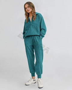 Femmes décontracté taille haute longue sarouel survêtement à capuche costume deux pièces sweat tenues survêtement pour printemps grande taille - Product Image 3