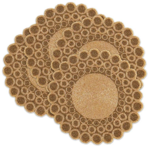 DISEÑADOR MUY ATRACTIVO DECORACIÓN DEL HOGAR NUEVO ESTILO FORMA REDONDA CON CUENTAS A MANO MESA BORDADA A MANO-FABRICANTE DE DISEÑO DE ESTERAS - Product Image 6