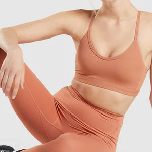 Women's Customizable Solid <b>Pattern</b> Gym Pants Elastic Mid-Waist Yoga <b>Leggings</b> with OEM Service - Product Image 4